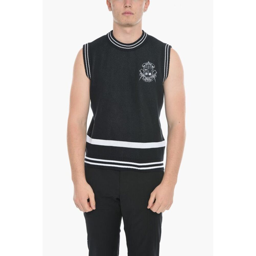 Two-Tone Organic Cotton Gilet with Ribbed Trims